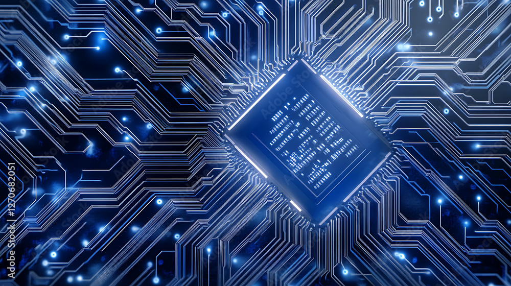 Aufkleber futuristic processor circuit board design with advanced technology innovation and connectivity