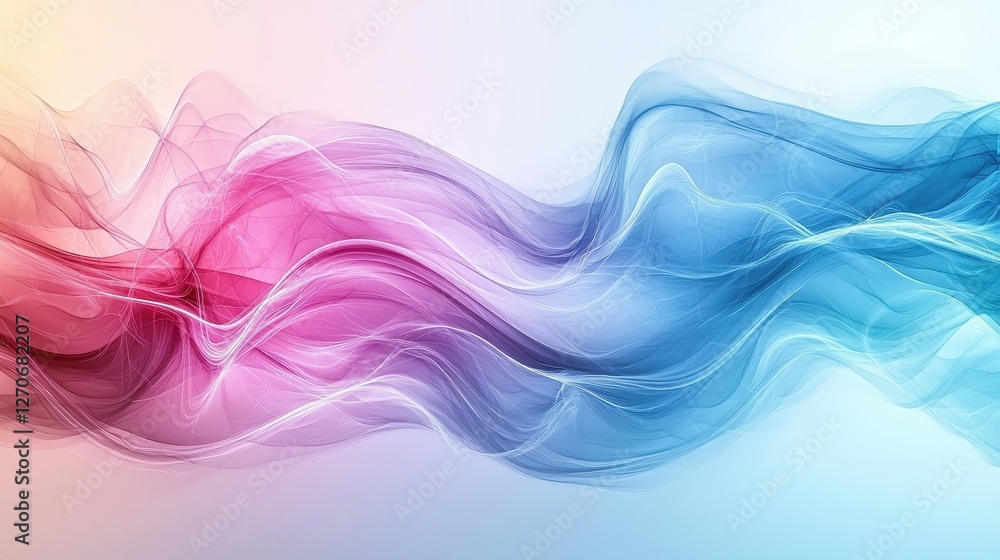Poster dynamic flowing waves abstract art digital creation colorful gradient aesthetic design