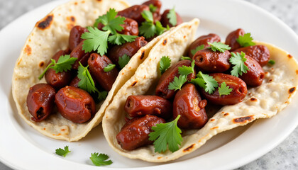 Delicious chapulines tacos garnished with cilantro, culinary delight