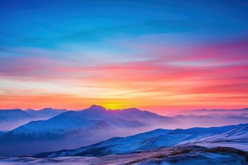 Obraz premium Breathtaking Sunset Over Majestic Scottish Highlands with Vibrant Colors Illuminating the Rugged Mountain Peaks and Serene Countryside Below