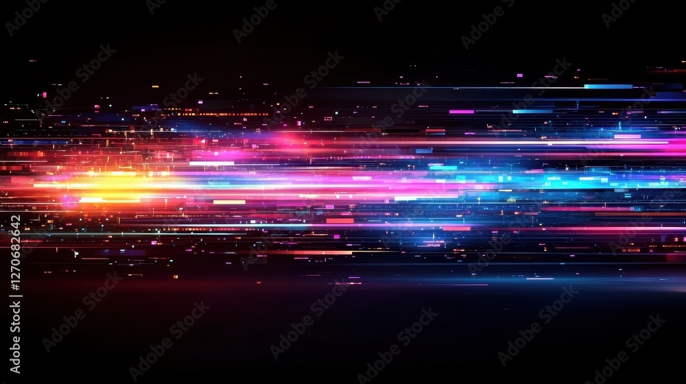 Poster dynamic light trails digital realm visual art virtual environment abstract concept