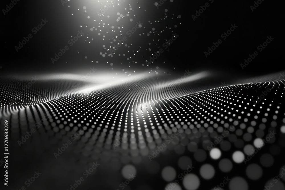 Aufkleber high angle view of light particles dancing in an abstract digital environment
