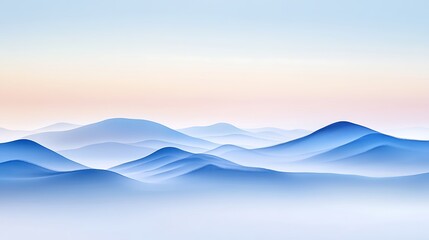 Serene Blue Mountains Under a Soft Dawn Sky