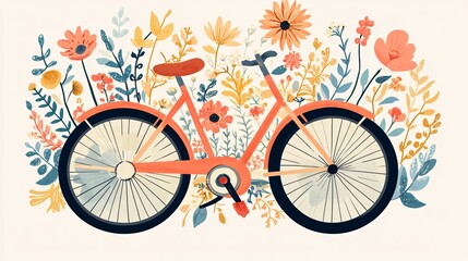 Fototapeta premium Vibrant Spring Flower Bouquet Adorned on Bicycle