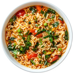 Delicious noodle soup with vegetables.