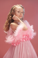 girl in lush pink dress