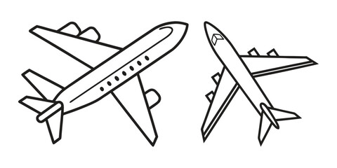 Vector set of airplane line art icon logo symbol illustration design
