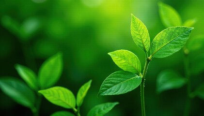 Quassia amara leaves and stems in a lush green environment, green, plant life