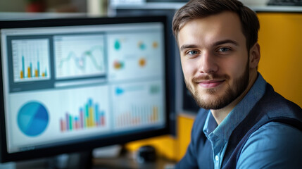 A young financial analyst with a background in financial charts