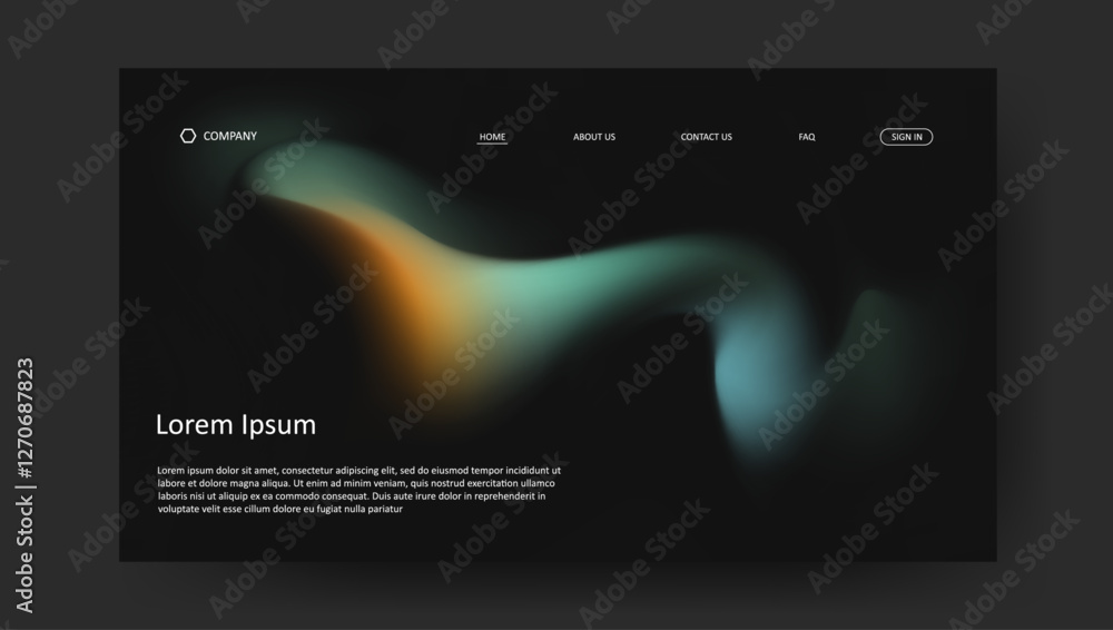 Poster abstract wave futuristic retro design of landing page. fluid gradient dark concept website design