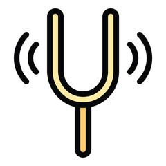 Tuning Fork Icon Pitch Precision in Flat Line Color Style