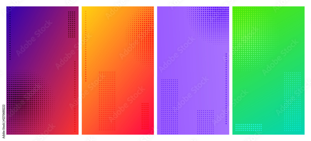 Aufkleber set of abstract gradient geometric backgrounds with dots