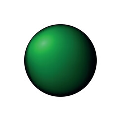 Glass green ball or precious pearl. Glossy realistic ball, 3D abstract vector illustration highlighted on a white background. Big metal bubble with shadow.