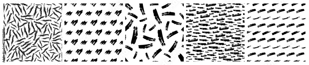 Poster set of seamless patterns with scribble smears