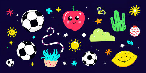 Obraz premium cartoon ball pattern. vector