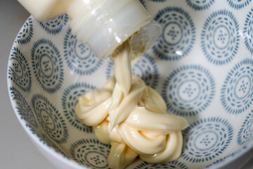 mayonnaise on the ceramic bowl