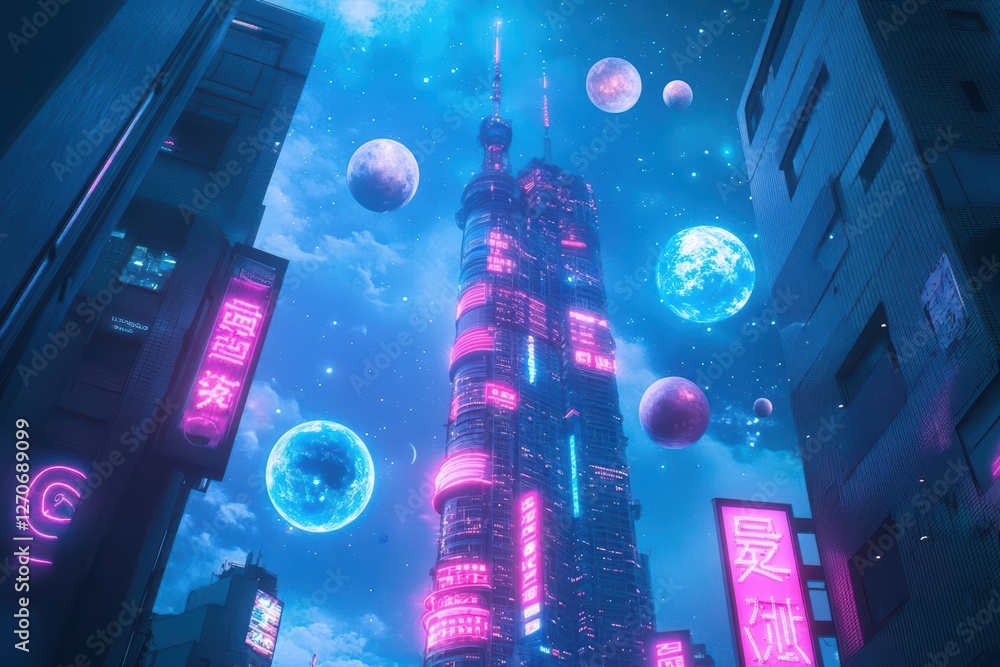 Poster intricate cyber wallpaper with futuristic patterns and neon colors creating a dynamic and engaging d