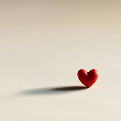 Fototapeta premium white background one 2D red little heart, Generative AI 