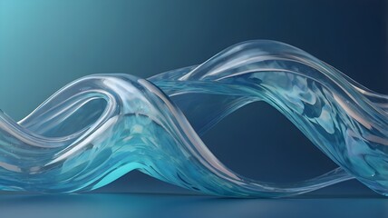 Flowing light blue waves with a smooth and shiny texture. There are dramatic light and shadow effects, creating an abstract and futuristic look.