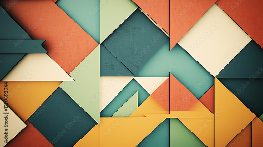 Poster geometric abstraction with triangles and squares in a modern style minimalist design aesthetic colla