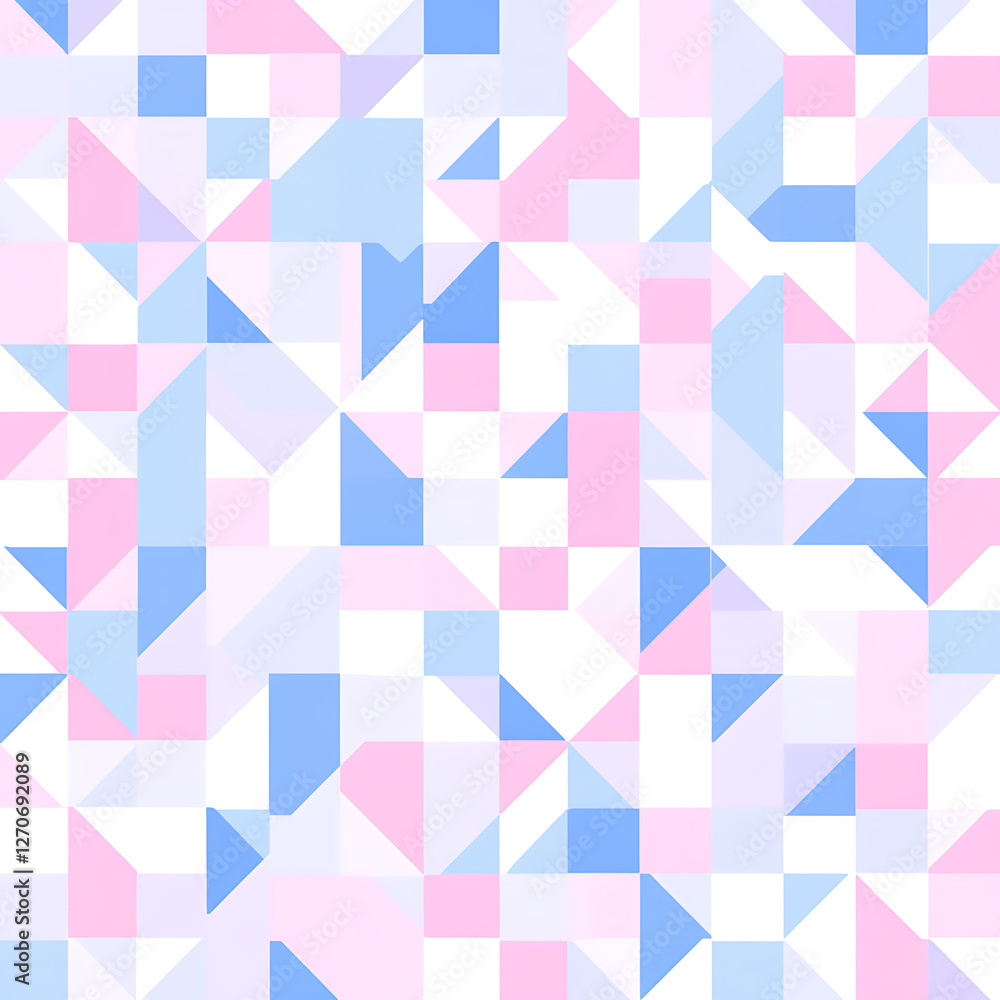 Poster geometric arrangement of pastel squares and triangles for a gentle abstract design pattern
