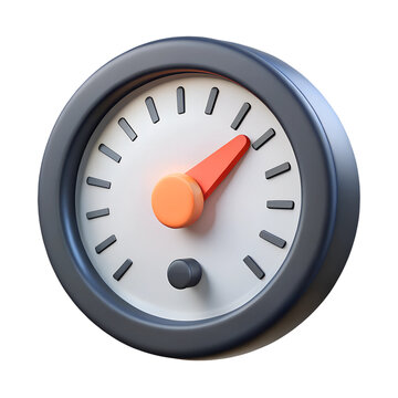 Realistic speedometer with arrow. 3d rendering isolated on white background. Cartoon plastic style icon