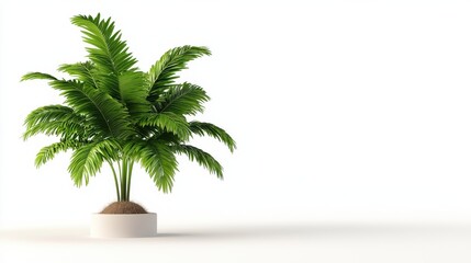Fototapeta premium A vibrant green potted palm tree adds a touch of nature to any indoor space, creating a refreshing atmosphere.