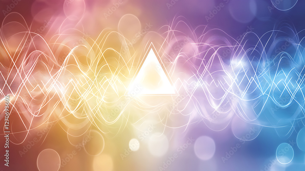 Aufkleber geometric harmony triangle with rhythmic waves soft light abstract design background texture
