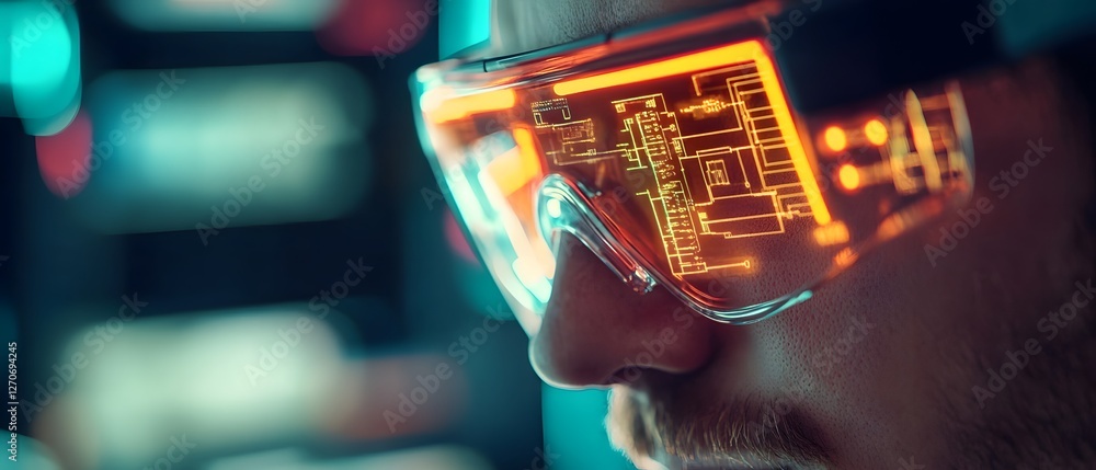 Poster augmented reality technicians repairing complex hardware systems in it workshop