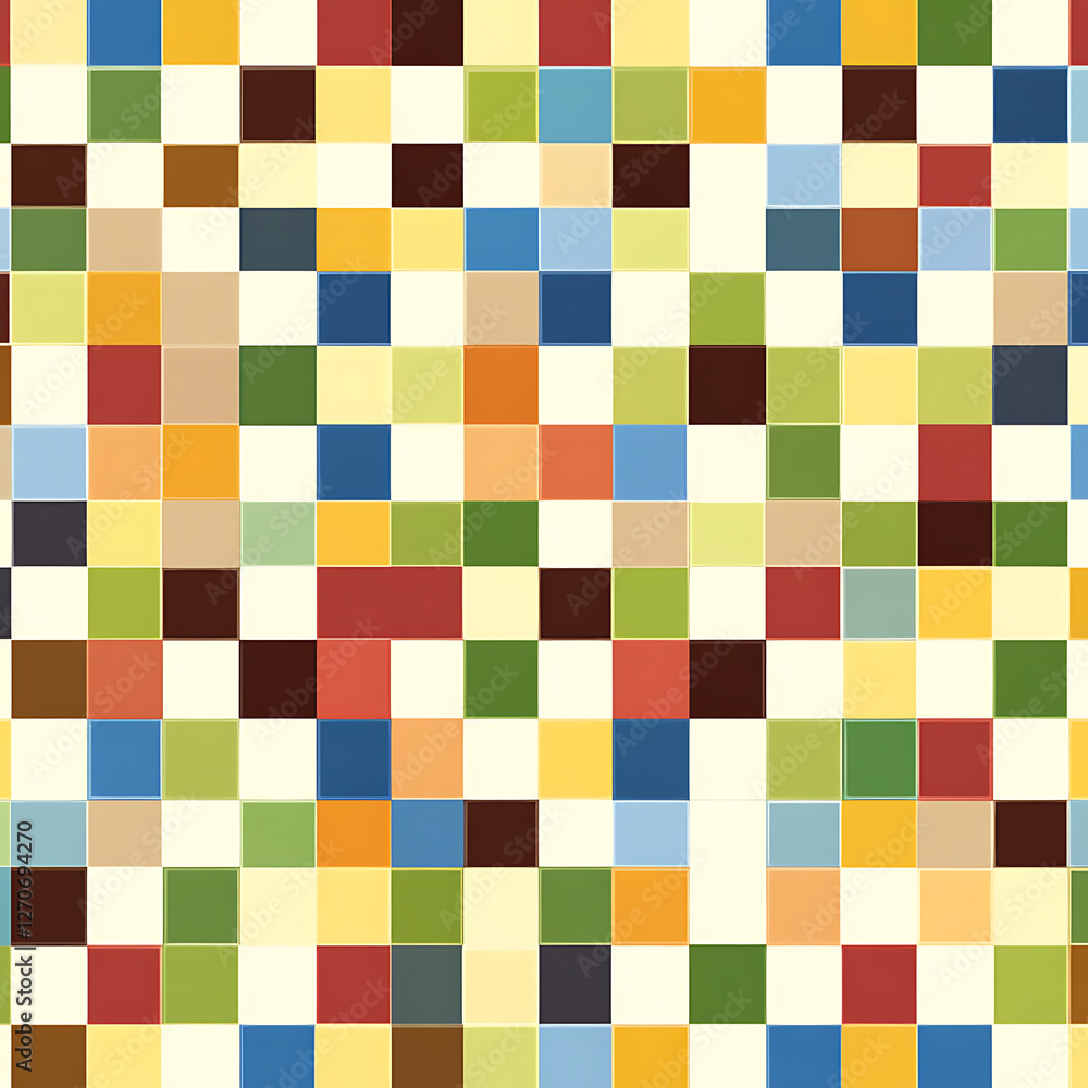 Aufkleber geometric mosaic squares pattern multicolor artistic design creative color blocks and composition