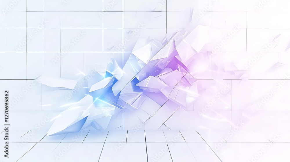 Aufkleber geometric wall disruption with light and color transition abstract design eighty five characters