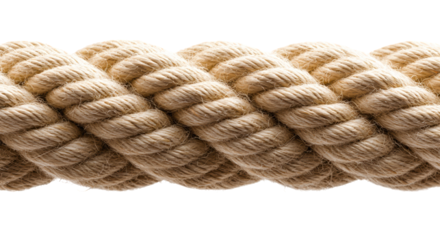 Intricate knots on a sturdy rope, closeup examination of texture and strength for maritime or craft applications