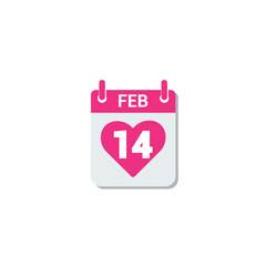 vector illustration flat design february calendar 14th valentine day celebration.