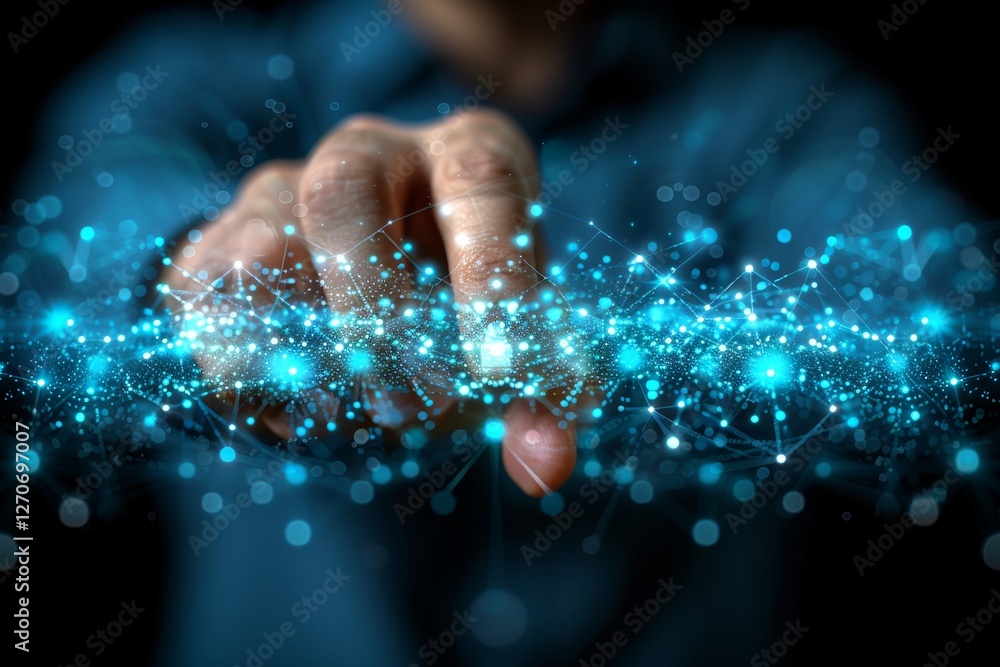 Aufkleber e governance businessman using robotic hand to interact with digital public administration network