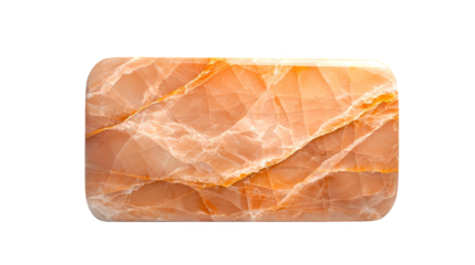 Closeup of a square stone with intricate orange and white pattern, texture, design, geometric art