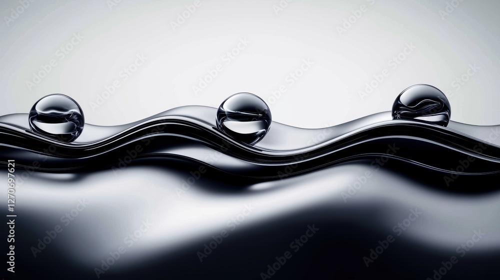 Poster macro shot of dark spherical forms creating a wave-like pattern, soft matte texture, moody lighting 