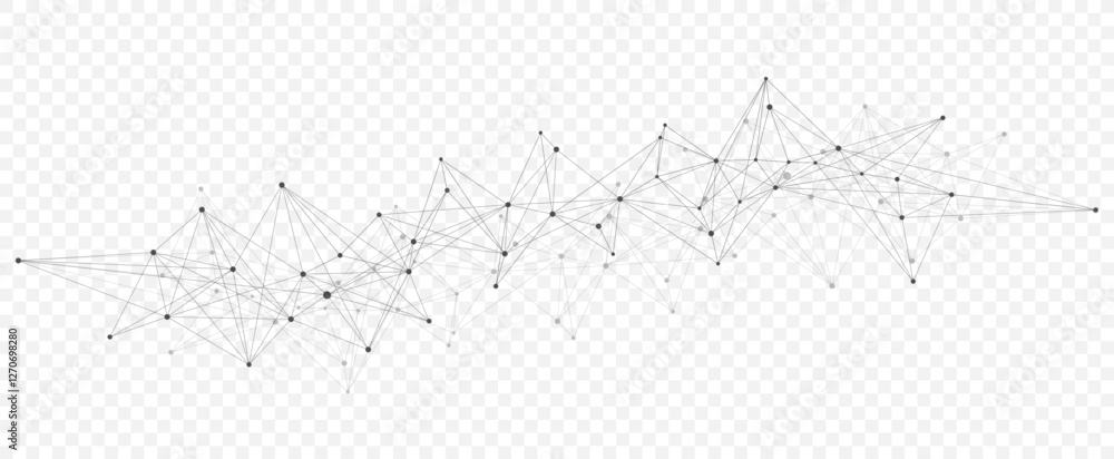 Leinwandbilder Abstract dynamic motion lines and dots connection background with plexus effect. Digital streaming background, wave flow. Dotted plexus stream background. Futuristic tech vector illustration