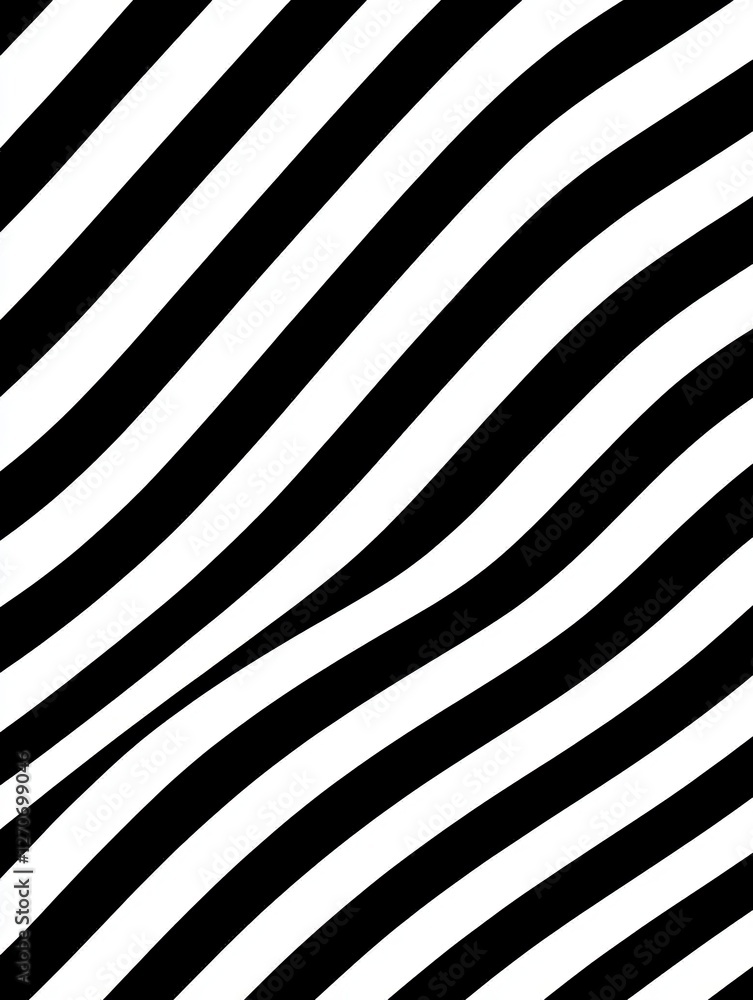 Aufkleber modern optical illusion with perfectly aligned diagonal black and white lines, crisp geometric patte