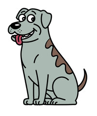 Obraz premium Funny cartoon illustration of a happy puppy with a cute, brown and white husky chihuahua mix dog head, isolated on white background, representing a playful and friendly pet breed