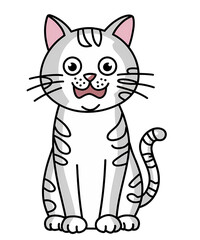 Obraz premium A cute cartoon cat illustration with a fluffy tail and happy expression, designed as a fun and playful pet character