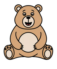 Fototapeta premium Smiling brown bear cartoon character sitting as a cute teddy bear illustration