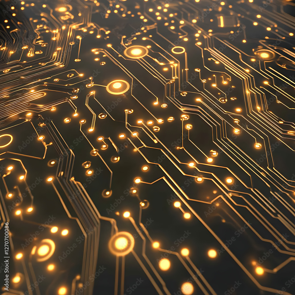 Poster glowing circuit board connectivity abstract technological innovation high tech design