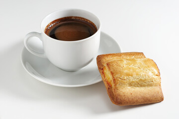 Coffee and cake with cottage cheese