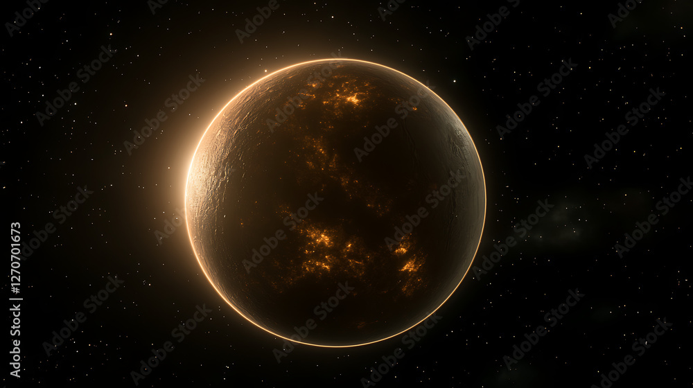 Poster glowing exoplanet in deep space radiating light across the cosmos and beyond boundaries in the unive