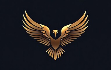 Fototapeta premium Golden eagle logo graphic, illustration, dark background, design element, potential use as a corporate symbol