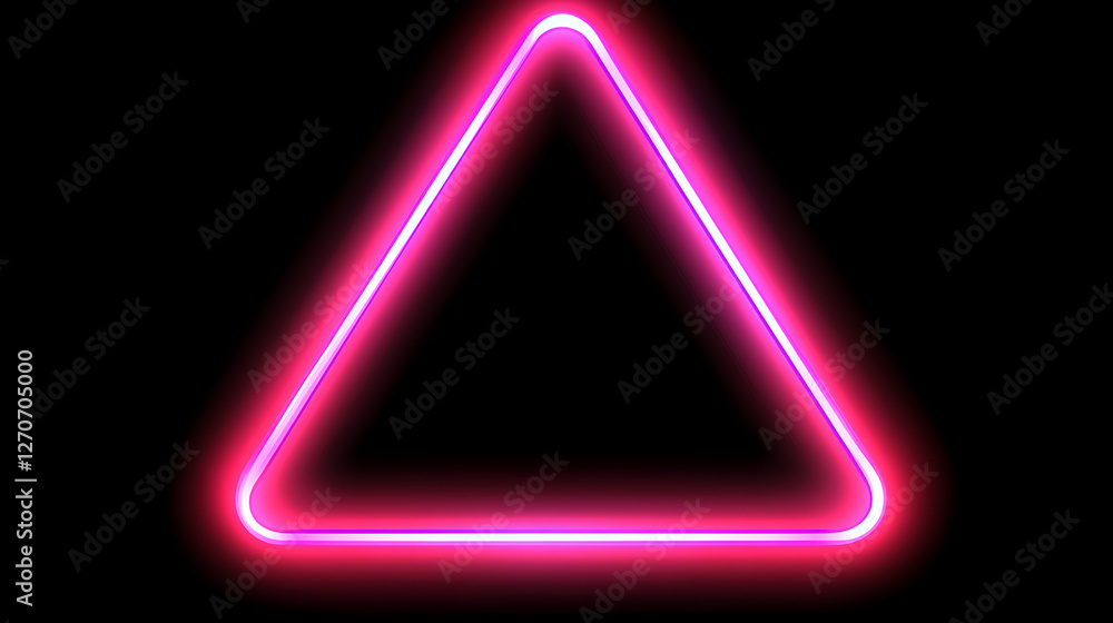 Aufkleber glowing pink neon triangle on a black background with rounded corners and a soft light effect