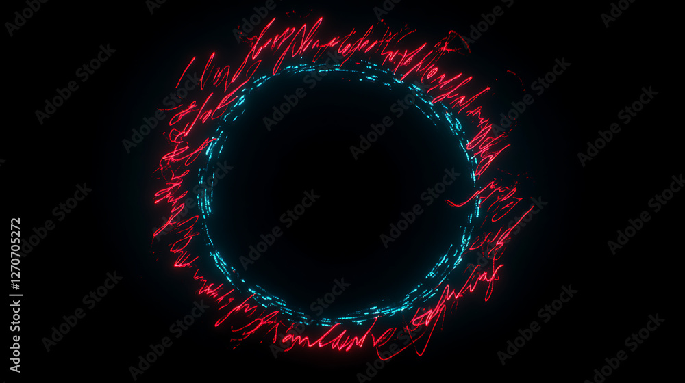 Aufkleber glowing portal with calligraphic style markings illuminating darkness mysterious abstract design