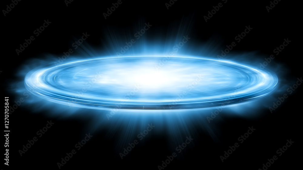 Poster glowing round portal effect with dynamic light streaks in a dark void space backdrop image