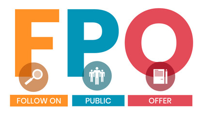 FPO - follow on public offer. acronym business concept. vector illustration concept with keywords and icons. lettering illustration with icons for web banner, flyer, landing page