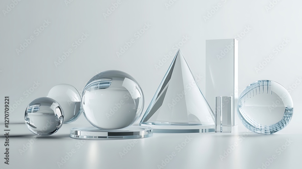 Poster Abstract glass geometric shapes on a light background. Possible use Product presentation